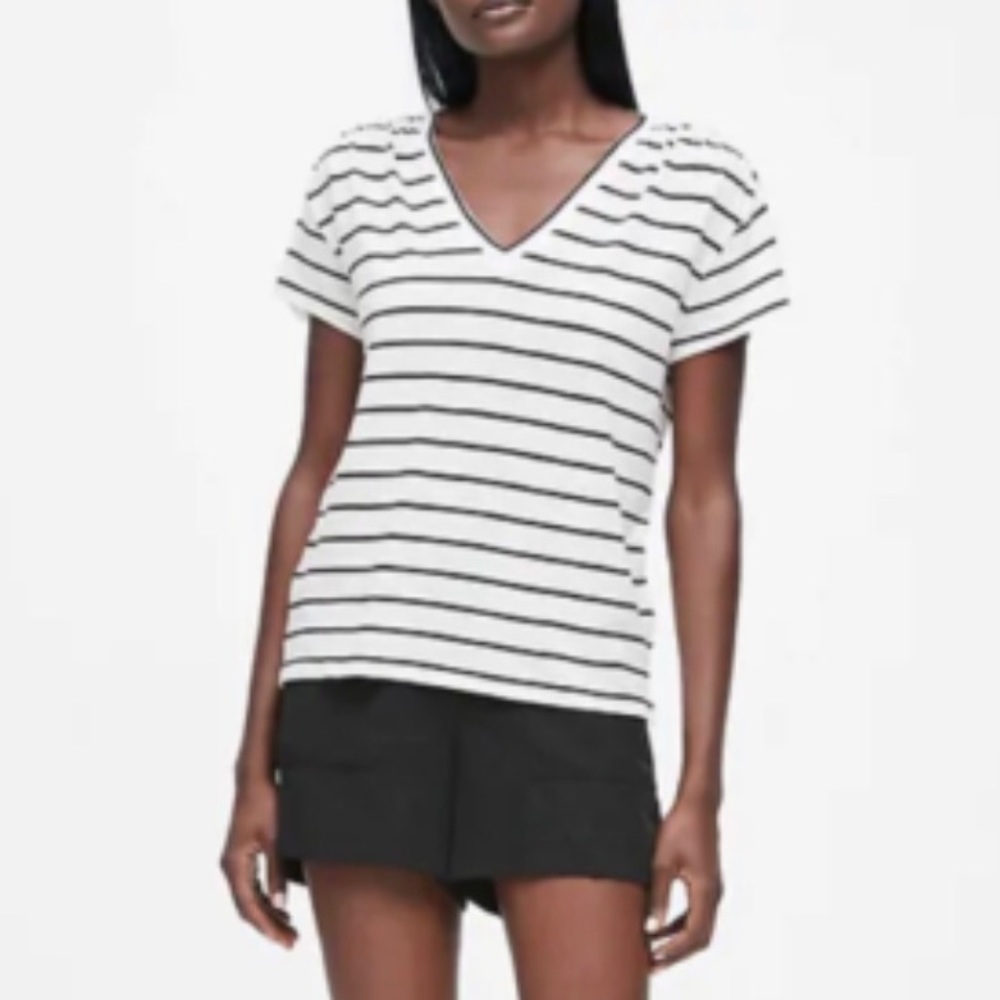Banana Republic Slub Cotton Modal Striped T-Shirt